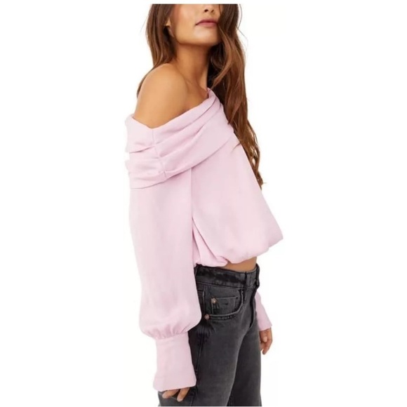 NWT Free People Purple Asymmetrical Long Sleeve Blouse - Picture 3 of 5